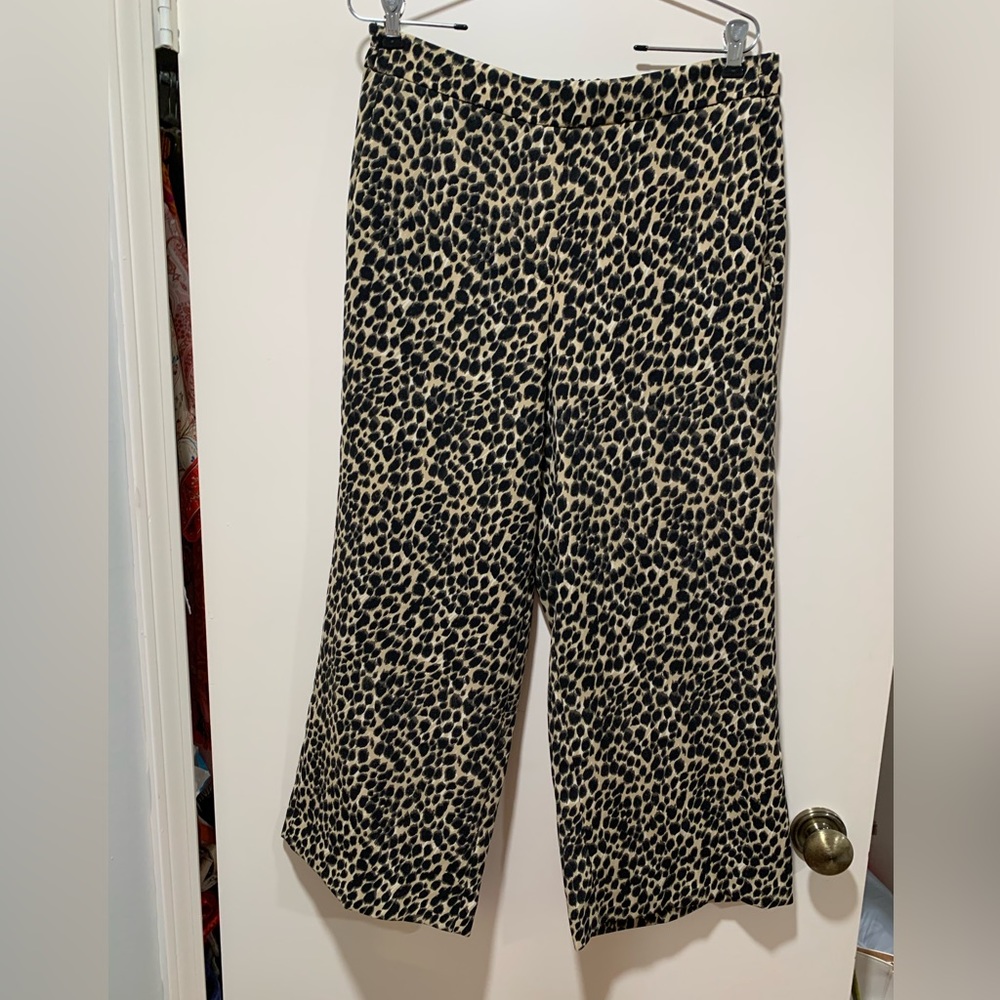 J.Crew Ladies Cheetah Print Cropped Pants Size 12